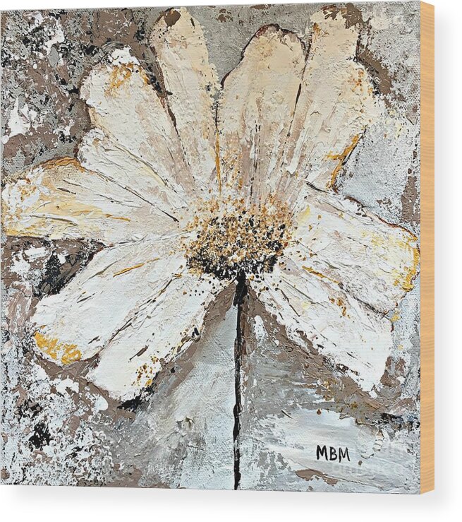 Daisy Wood Print featuring the painting White Daisy by Mary Mirabal