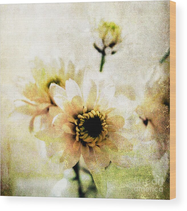 Flowers Wood Print featuring the mixed media White Flowers by Linda Woods