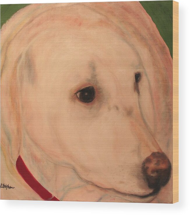Dog Wood Print featuring the painting White Lab - Sugar by Laura Grisham