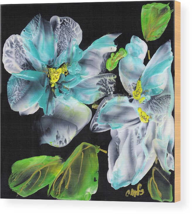Floral Abstract Wood Print featuring the painting White Lace by Charlene Fuhrman-Schulz