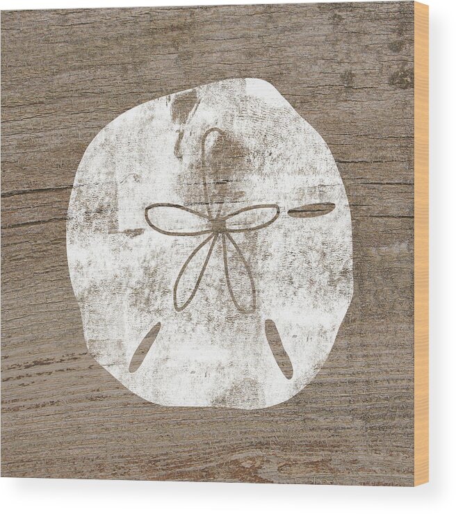 Wood Wood Print featuring the mixed media White Sand Dollar- Art by Linda Woods by Linda Woods