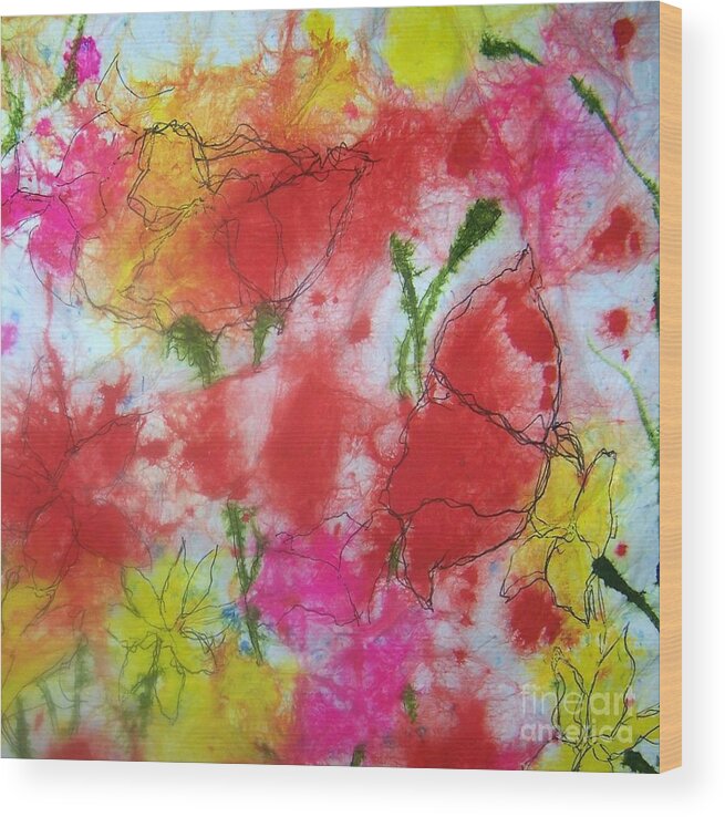 Flowers Wood Print featuring the painting Wild, Wild Flowers by Jackie Mueller-Jones