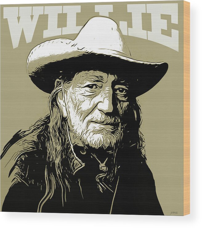 Willie Nelson Wood Print featuring the mixed media Willie by Greg Joens