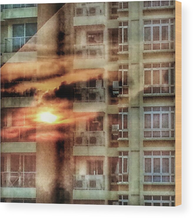Sunset Wood Print featuring the photograph Window on Fire by HweeYen Ong