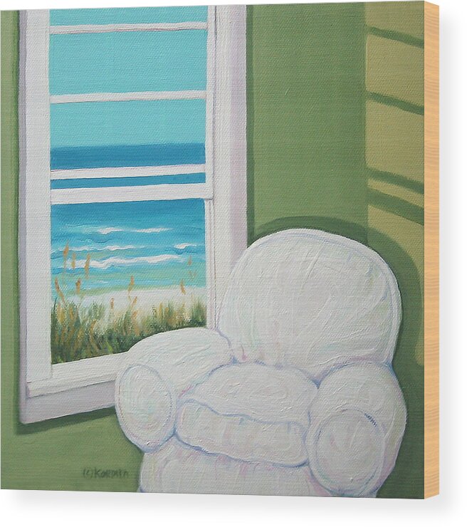 Beach Wood Print featuring the painting Window to the Sea No. 2 by Rebecca Korpita