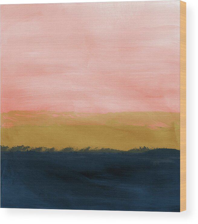 Abstract Wood Print featuring the painting Windswept Sunset- Abstract Art by Linda Woods by Linda Woods