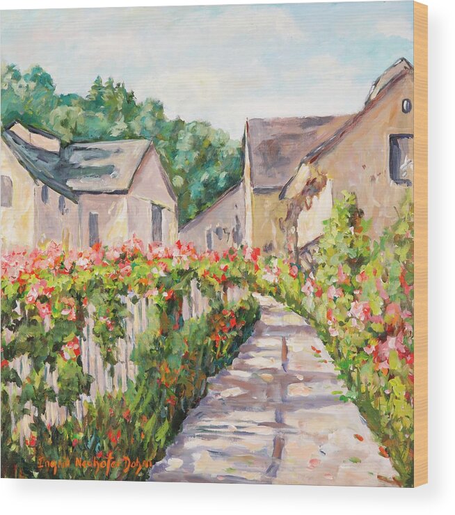 Village Wood Print featuring the painting Wine Country Village by Ingrid Dohm