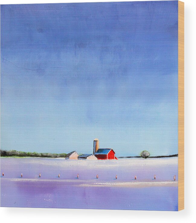 Minimalist Art Wood Print featuring the painting Winter Farm by Toni Grote