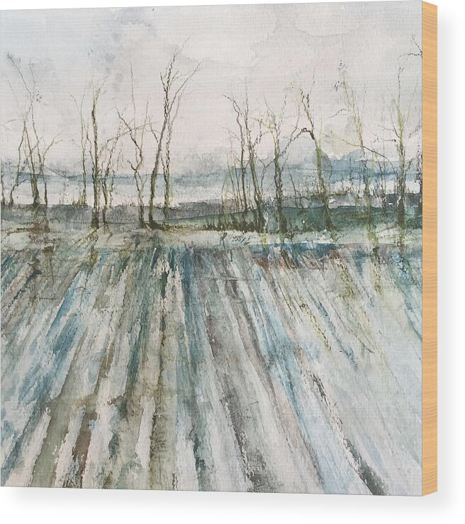Delta Wood Print featuring the painting Winter On the Delta by Robin Miller-Bookhout