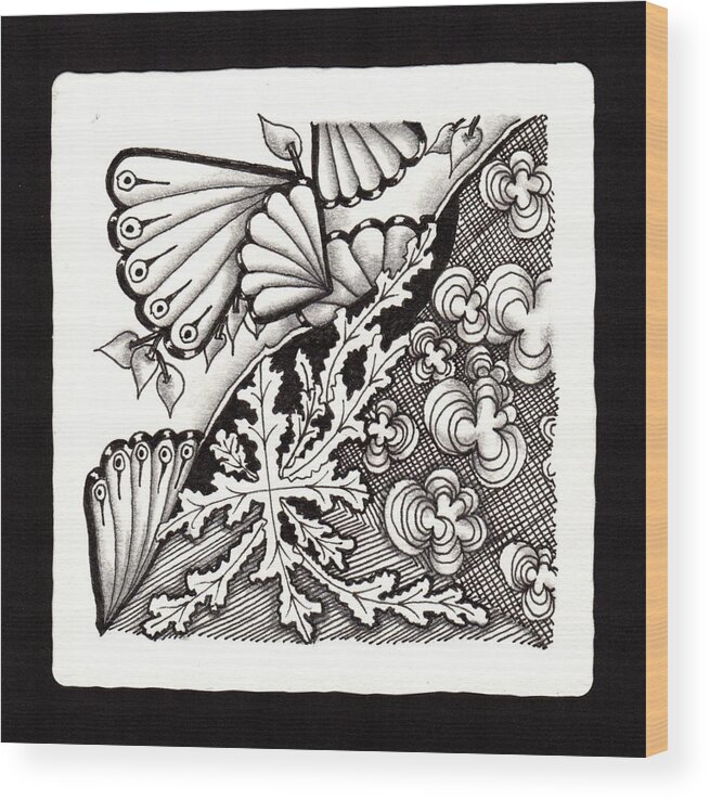Zentangle Wood Print featuring the drawing Winter Spring Summer 'n Fall by Jan Steinle