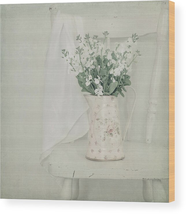 White Floral Wood Print featuring the photograph With Love in My Heart by Kim Hojnacki