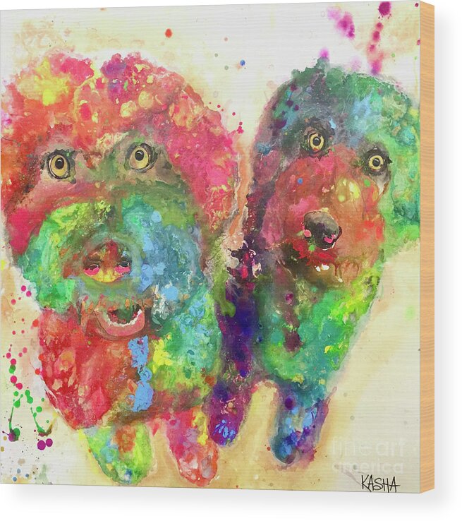 Doodles Wood Print featuring the painting X2 by Kasha Ritter