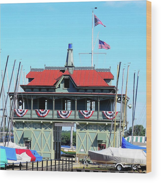 Yacht Club Wood Print featuring the photograph 1st Yacht Club on the Delaware by Linda Stern