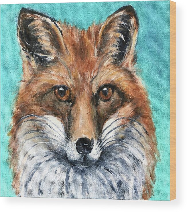 Red Fox Wood Print featuring the painting Yeah, I'm foxy.... by Bonnie Peacher