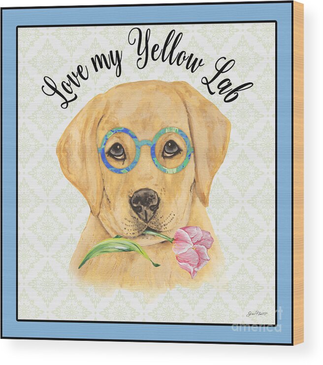 Yellow Lab Wood Print featuring the painting Yellow Lab-JP3869 by Jean Plout