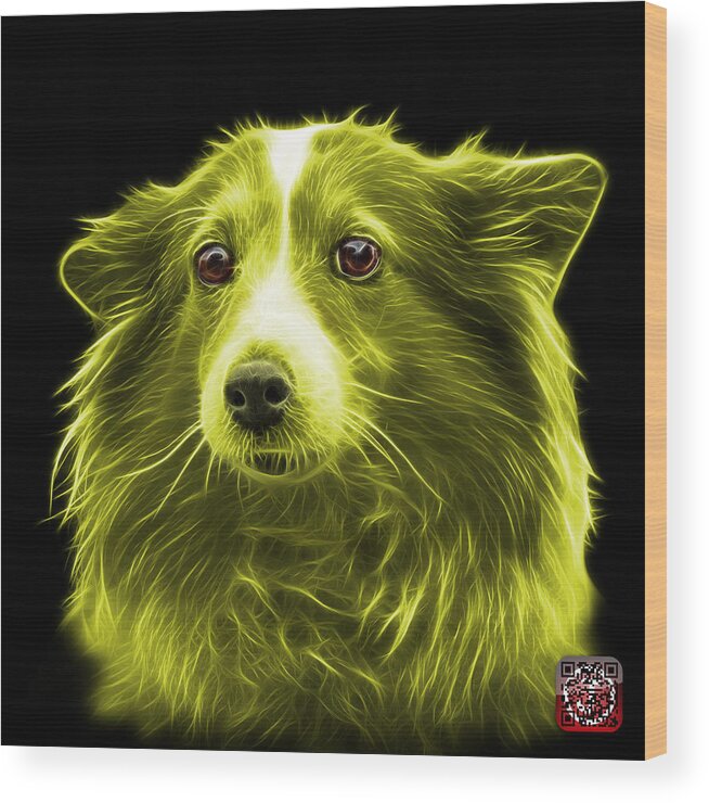 Sheltie Wood Print featuring the mixed media Yellow Shetland Sheepdog Dog Art 9973 - BB by James Ahn