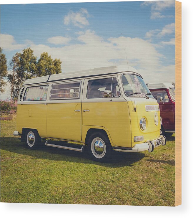 Richard Nixon Photography Wood Print featuring the photograph Yellow VW T2 Camper Van 02 by Richard Nixon