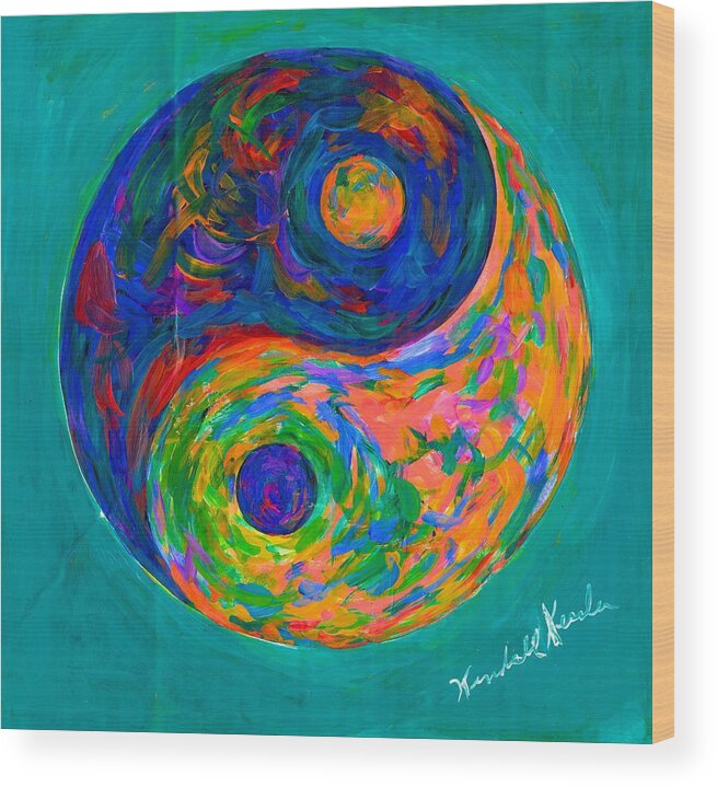 Yin Yang Paintings Wood Print featuring the painting Yin Yang Spin by Kendall Kessler