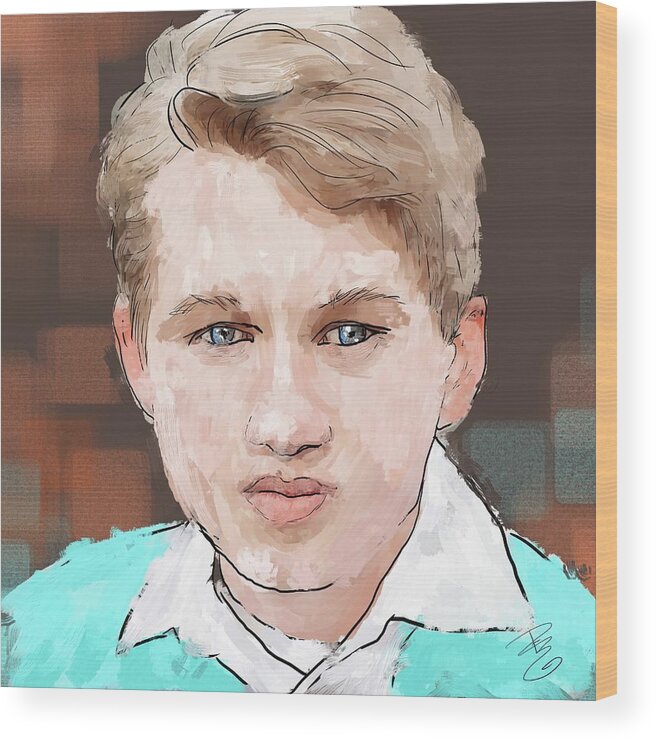 Young Wood Print featuring the digital art Young man by Debra Baldwin