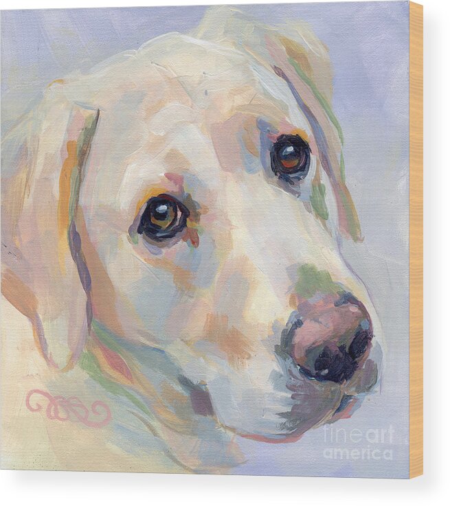 Yellow Lab Wood Print featuring the painting Young Man by Kimberly Santini