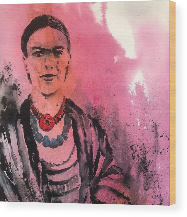  Wood Print featuring the painting Younq Frida by Tara Moorman