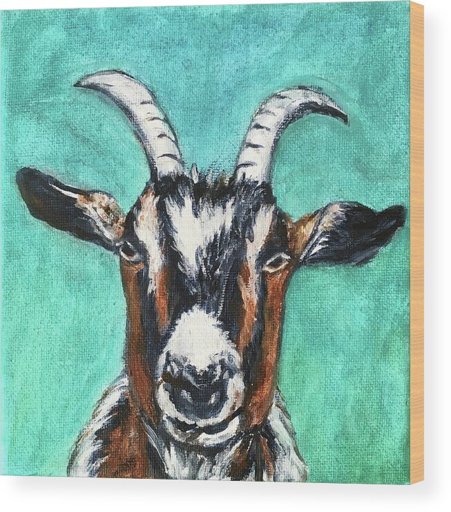 Mountain Goat Wood Print featuring the painting You've got to be kidding.... by Bonnie Peacher
