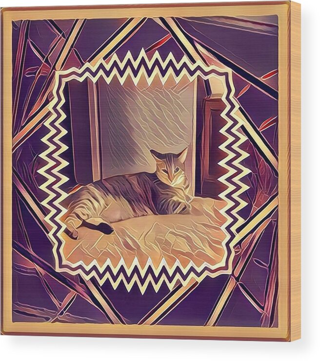 Cat Wood Print featuring the digital art Yuli 4 by Marko Sabotin