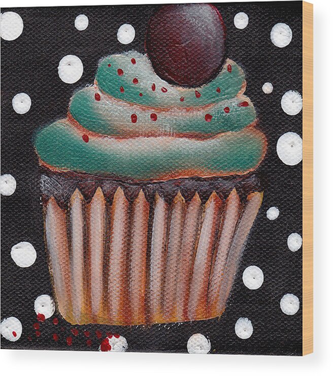 Cupcake Wood Print featuring the painting Yummy II by Abril Andrade
