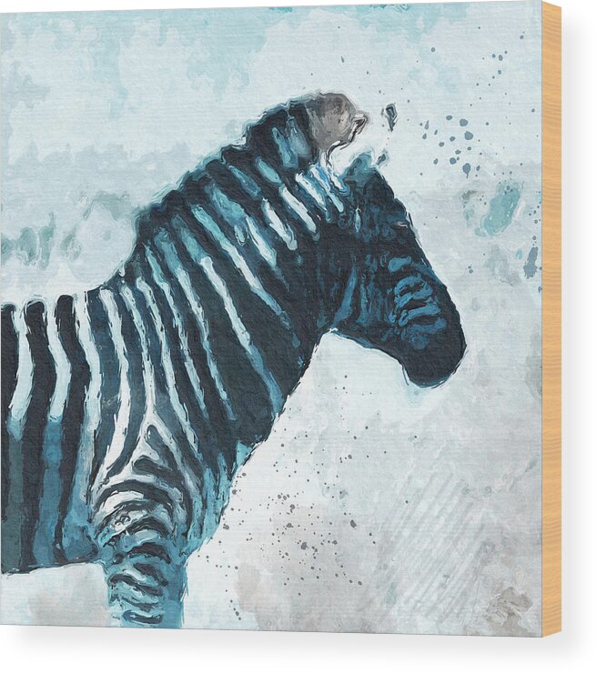 Zebra Wood Print featuring the digital art Zebra- Art by Linda Woods by Linda Woods