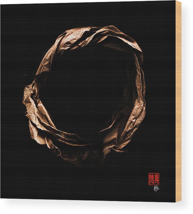 Zen Circle Wood Print featuring the sculpture Zen Origami Enso 8 by Peter Cutler