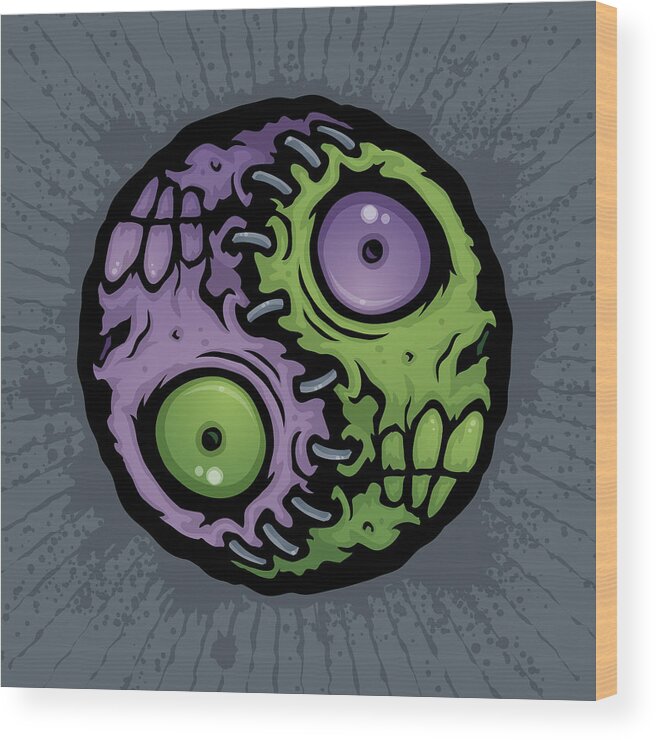 Zombie Wood Print featuring the digital art Zombie Yin-Yang by John Schwegel