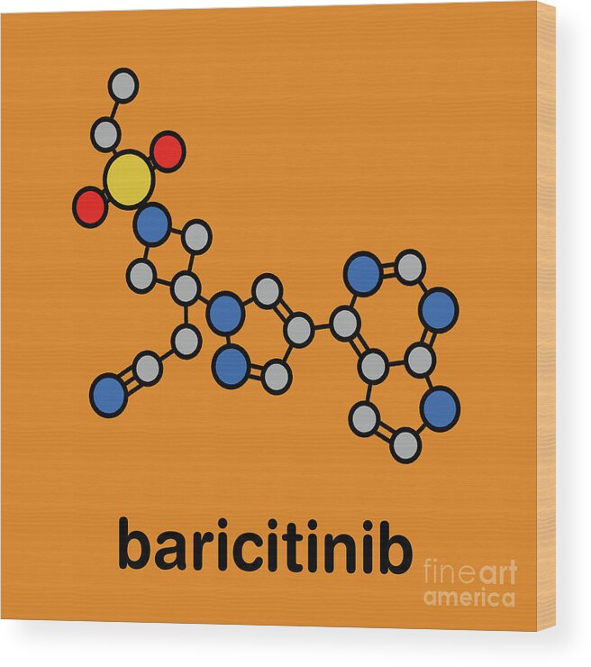 Baricitinib Wood Print featuring the photograph Baricitinib Janus Kinase Inhibitor Drug #1 by Molekuul/science Photo Library
