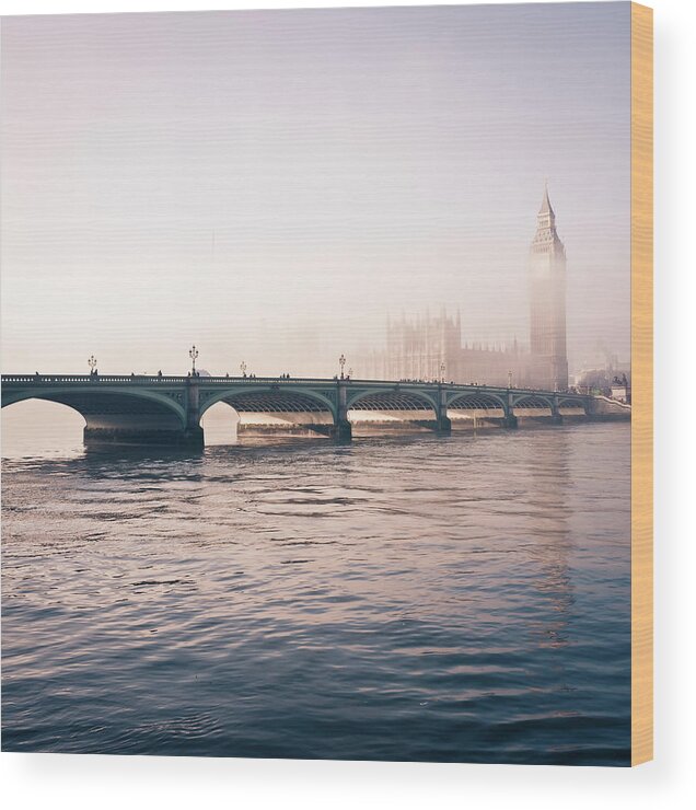 Clock Tower Wood Print featuring the photograph Big Ben And Houses Of Parliament In The #1 by Cirano83