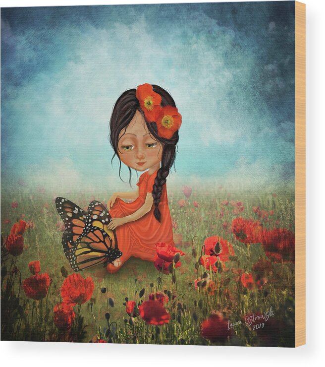 Butterfly Whisperer Wood Print featuring the digital art Butterfly Whisperer by Laura Ostrowski