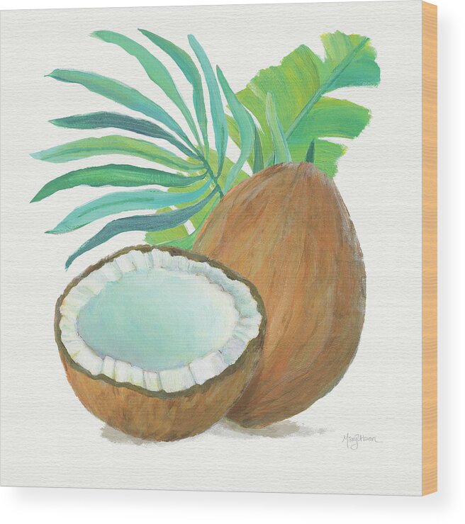 Brown Wood Print featuring the painting Coconut Palm IIi #1 by Mary Urban