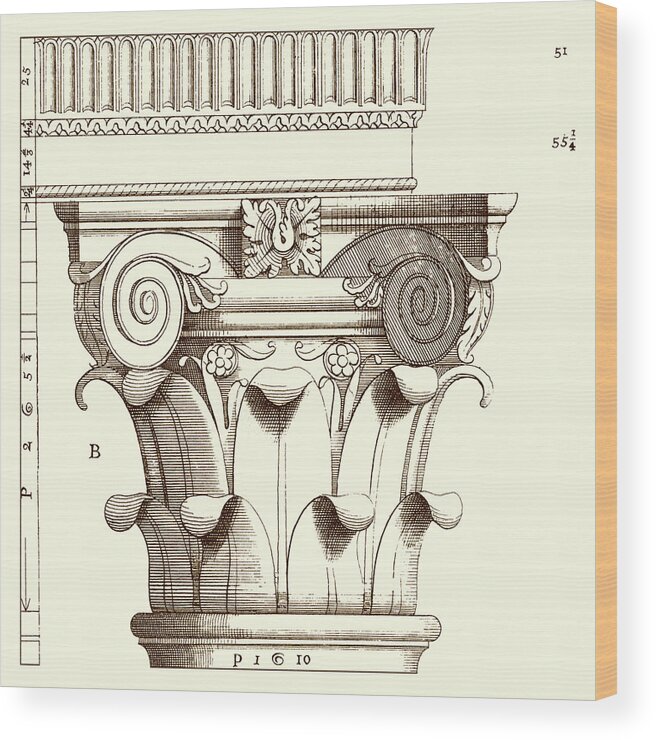 Architectural Wood Print featuring the painting Corinthian Detail I #1 by Vision Studio
