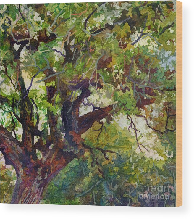 Country Wood Print featuring the painting Country Lane - Oak Tree by Hailey E Herrera