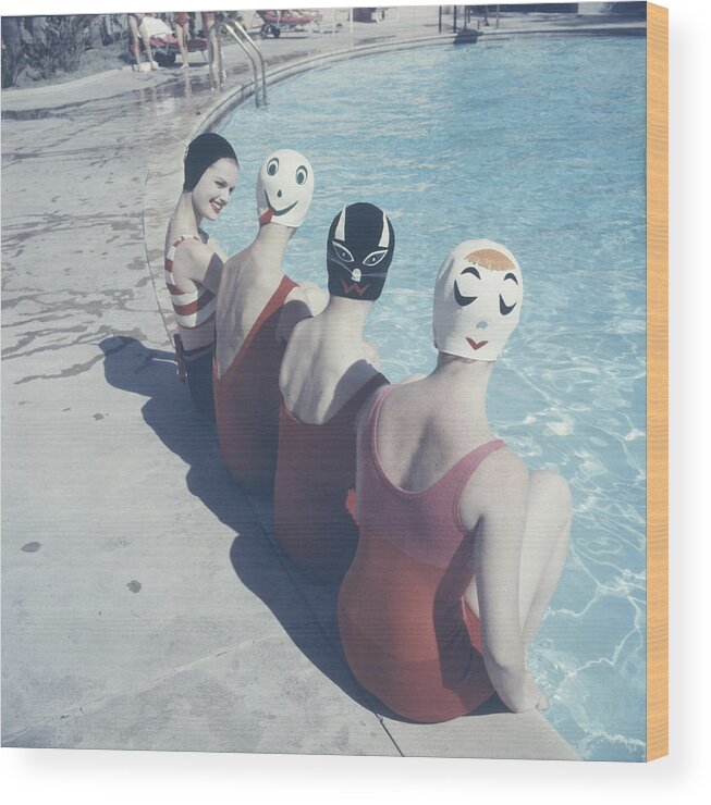 Swim Caps Wood Print featuring the photograph 'Crazy' Swim Caps by Ralph Crane