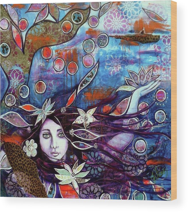Mystical Painting Wood Print featuring the painting In The Deep #1 by Goddess Rockstar