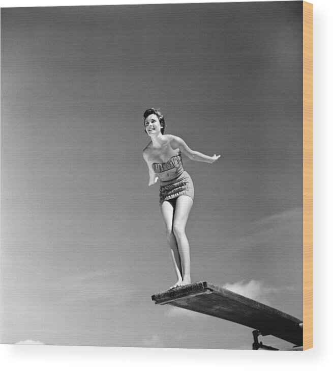 Recreational Pursuit Wood Print featuring the photograph Model Diver #1 by George Pickow