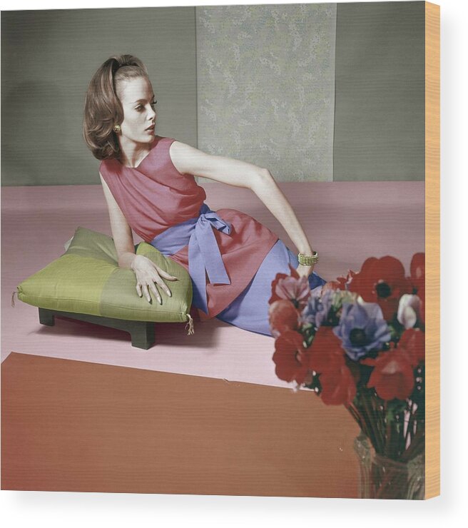 Fashion Wood Print featuring the photograph Model In A Larry Aldrich Ensemble #1 by Horst P. Horst
