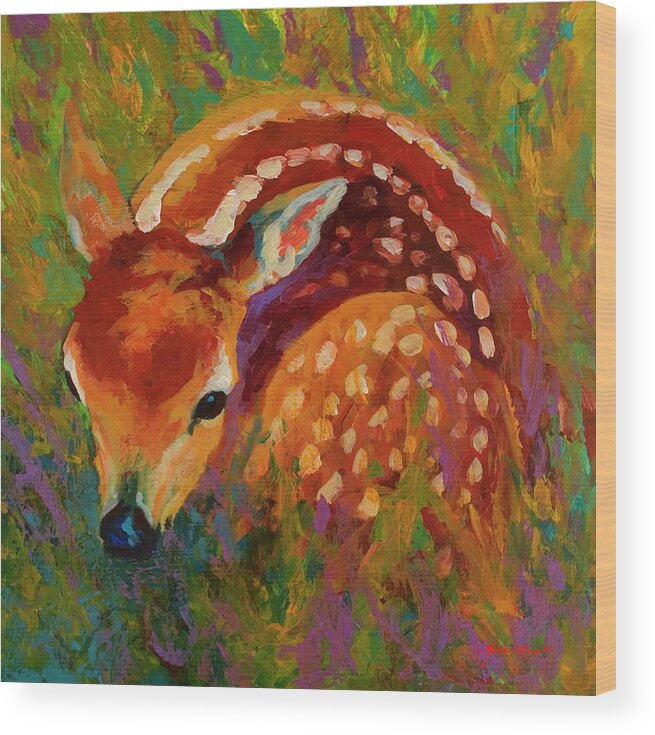 New Fawn Wood Print featuring the painting New Fawn #1 by Marion Rose