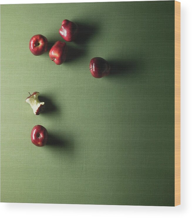 Sparse Wood Print featuring the photograph Organic Apples #1 by Monica Rodriguez