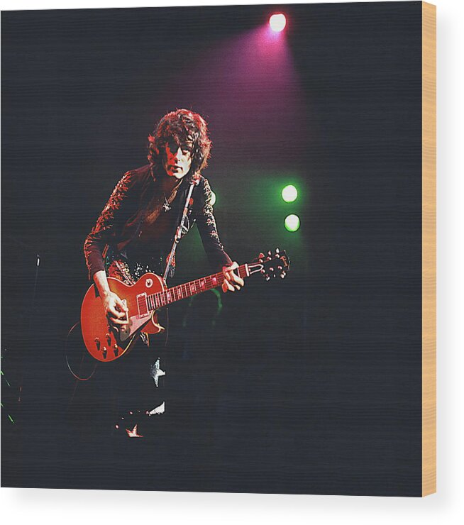 Led Zeppelin Wood Print featuring the photograph Photo Of Jimmy Page And Led Zeppelin #1 by David Redfern