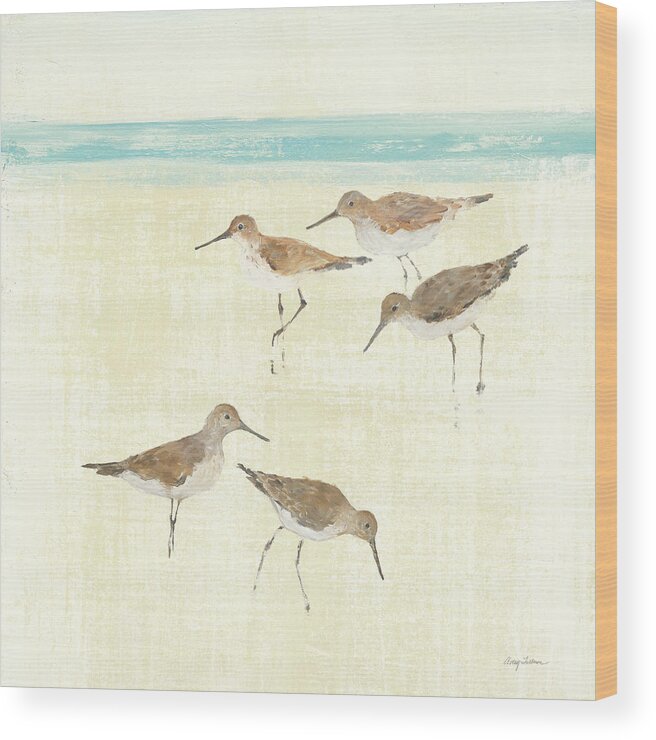 Animals Wood Print featuring the painting Sandpipers Square II #1 by Avery Tillmon