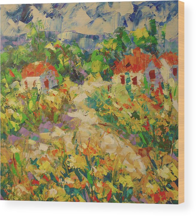 South Of France Wood Print featuring the painting Sunflowers Provence #1 by Frederic Payet
