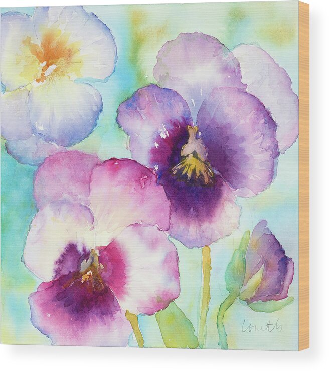 Sunny Wood Print featuring the painting Sunny Side Orchids #1 by Lanie Loreth