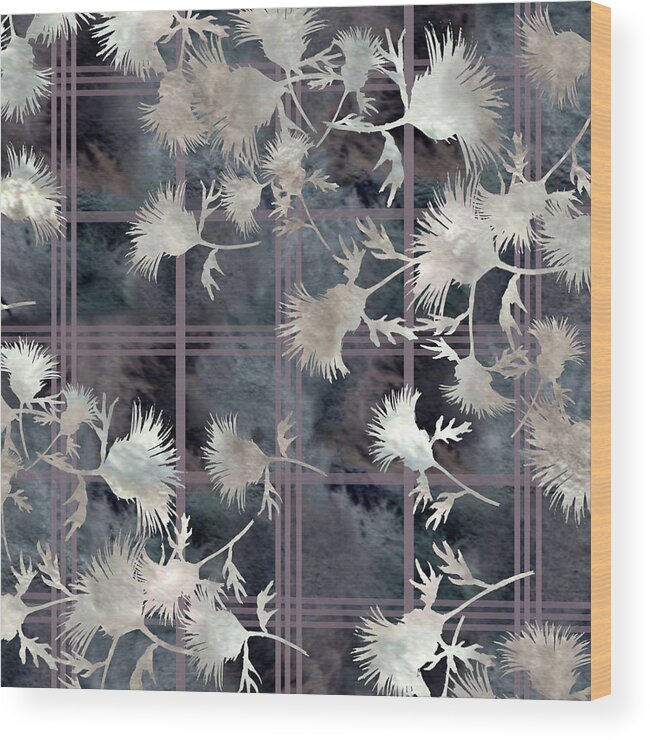 Thistle Wood Print featuring the digital art Thistle Plaid by Sand And Chi