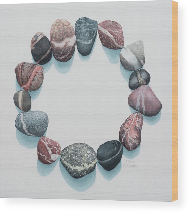 Stones Wood Print featuring the painting Unbroken by Karen Richardson