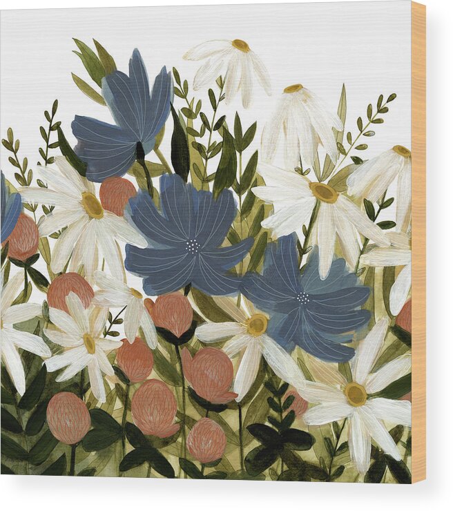 Botanical Wood Print featuring the painting Wildflower Garden II #1 by Emma Scarvey